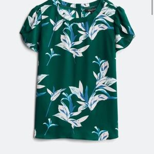 41 Hawthorn Green Ruffled Short Sleeve Blouse